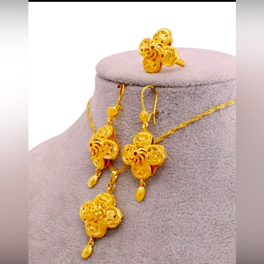 gold plated jewelry sets wedding gifts bridal Necklace Earrings ring Pendant